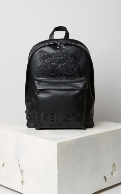 Kenzo Men Tiger Leather Backpack Black